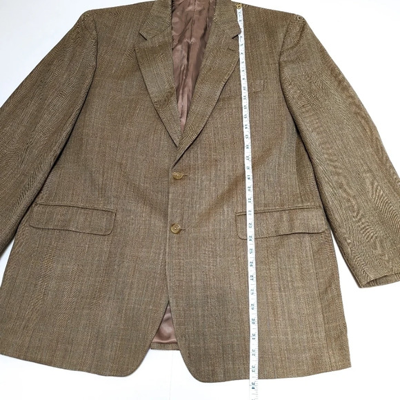 Lauren Ralph Lauren Tan Suit Jacket Blazer Silk Wool Blend size 44L - Picture 9 of 12